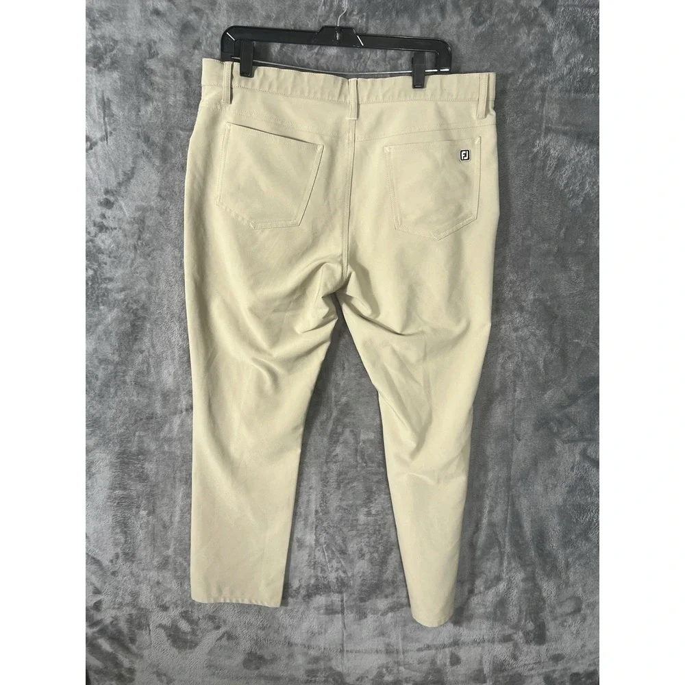 FootJoy Mens Golf Pants Khaki Tan Performance Stretch 5-Pocket W35 L30 FJ Logo